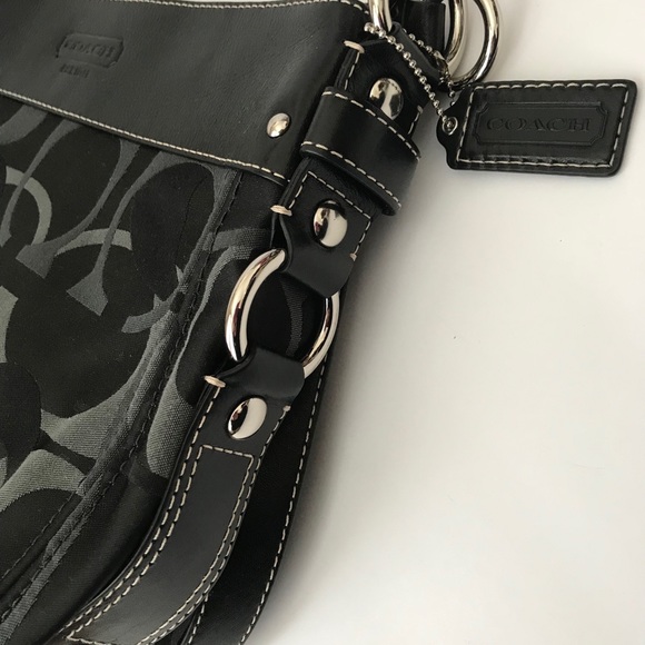 🔥HP🔥NWT Vintage COACH Black/Gray Signature Purse - Picture 5 of 9